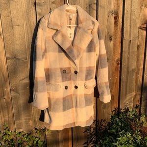 Forever 21 Plush Fur plaid Warm fashionable coat